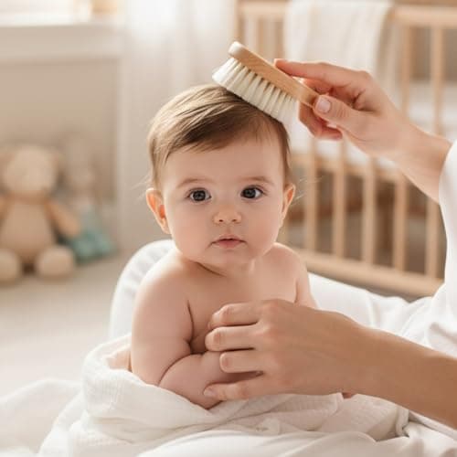 Portable Infant Comb Brush Set for Travel Soft Wool Bristles Gentle on Scalp Includes Comb & Bath Brush Safe Easy Carry Newborns — view 4