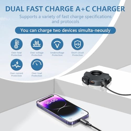 URAQT Waterproof Motorcycle USB Socket, 18W QC and 30W PD Type-C Fast Charging Car Charger with IP65 Waterproof Cover for 12V/24V Motorcycle, Camper Car, RV, Motorcycle, Boat, Yacht — view 5