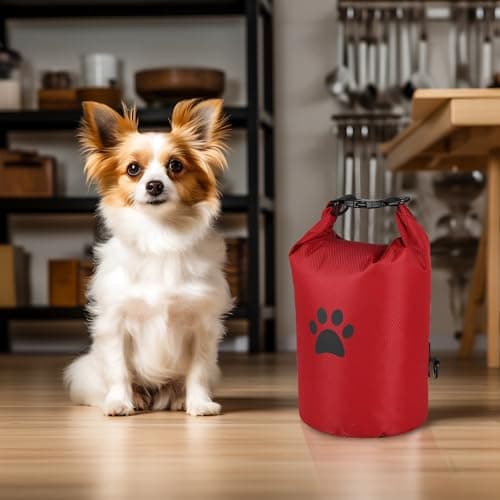 APITOS Compact Dog Travel Bag 2-Pack, 11 lb (4.98 kg) Pet Food Storage with Foldable Bowls, Leak-Proof Design for Car Trips, Camping, Day Outings (Red) — view 6