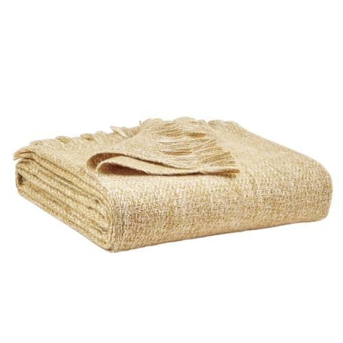 BOURINA Faux Cashmere Fringe Throw Blanket 127x178cm Yellow — view 6