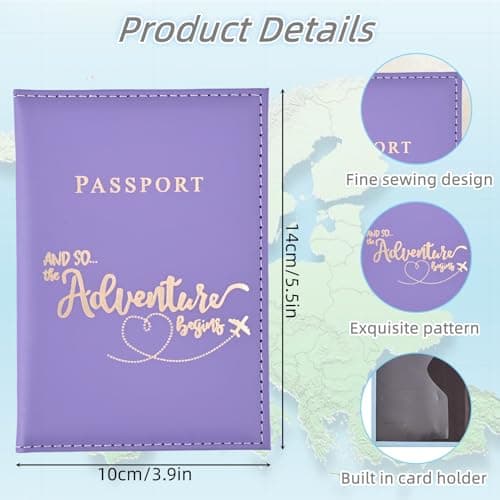 Rayibuir 2 Pcs Passport Holder, PU Leather Passport Cover Travel Wallet Case Organiser for Passport, Business Cards, Credit Cards, Ticket, Boarding Passes (Blue, Purple) — view 2