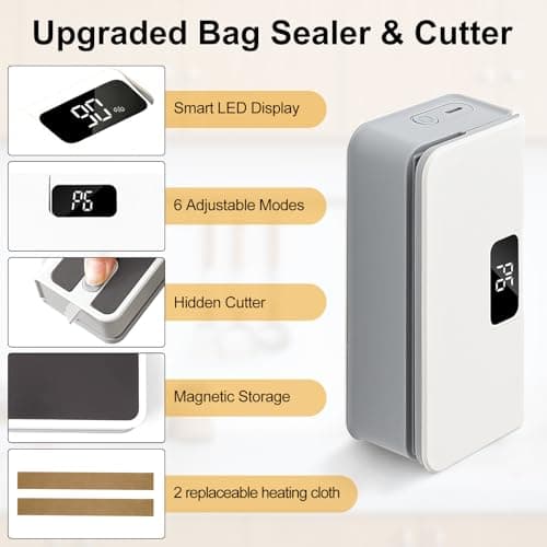 Mini Bag Sealer,2 in 1 Rechargeable Sealer Machine with Cutter and Magnetic — view 4