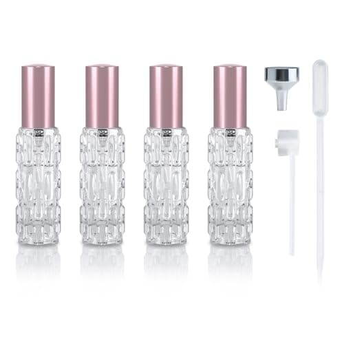 YoHyien 4 Pcs Travel Perfume Atomiser Refillable 10ml, Glass Perfume Travel Bottle, Portable Aftershave Atomiser Spray Bottle, Mini Fragrance Decanter for Handbag, Pocket, and Purse (Rose Gold)