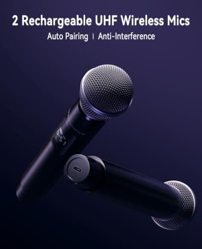 GKDT63 Karaoke Machine with 2 Rechargeable Microphones for Adults, 600W Peak Portable Bluetooth Party Speaker with Built-in Wheels & Pull Handle, TWS Pairing, LED Lights, PA System for Outdoor Parties — view 3