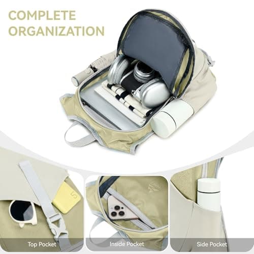 UtiaMiaoGonGo 15L Small Hiking Backpack for Men Women Lightweight Packable Backpack Foldable Casual Daypack for Camping Travel Outdoor, Beige — view 3