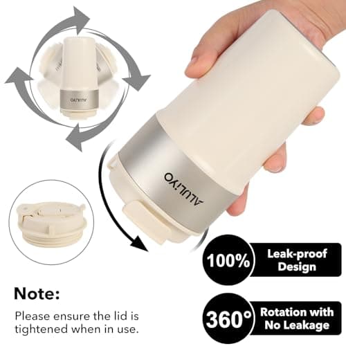 ALULIYO Travel Mug, Insulated Coffee Cup with Straw & Lid, 500ML, White — view 3