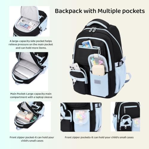 VIDOSCLA Princess Girls Backpack for School Kawaii Kids School Bag Bowknot Backpack for Girls — view 3