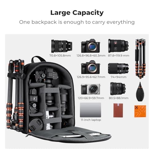 K&F CONCEPT Camera Backpacks for Photographers Travel Bag for Tripod Camera Lence Accessory with Laptop Compartment and Rain Cover — view 3