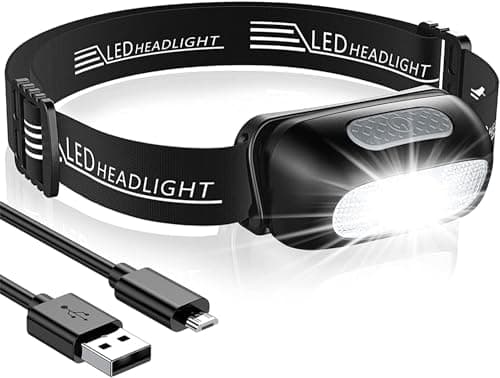 CIRYCASE Head Torch, Ultra-Light Rechargeable LED Headlamp, White Red Light