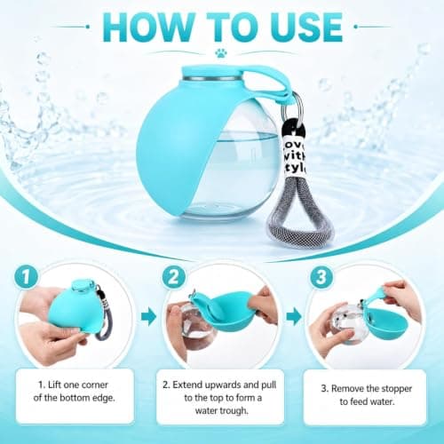 Portable Dog Water Bottle, 2 in 1 Foldable Silicone & Clear Plastic Pet Water Cup for Travel, 285ml Large Capacity for Dogs Cats Outdoor Walking Hiking (blue) — view 6