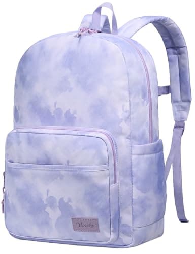 VASCHY School Backpack, 17L Lightweight Bookbag School bag for Boys Girls Casual Basic Simple Daypack for Men Women Lavender Tie-Dye