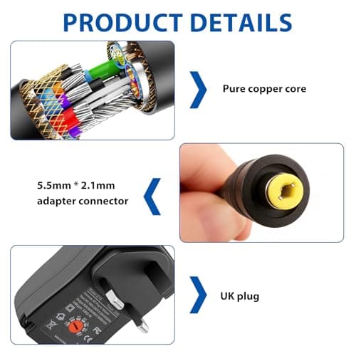30W Universal Power Adapter, 3V-12V Adjustable Multi Voltage Power Supply — view 6