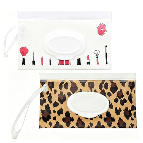 Wet Wipes Bag for Babies - 2pcs Reusable Wet Wipe Bags - Wet Wipes Bag for On The Go,Baby Wet Wipe Pouch - Portable Wet Wipe Bag,Baby Wet Wipe Pouch,Reusable Wet Wipe Pouch (leopard print)