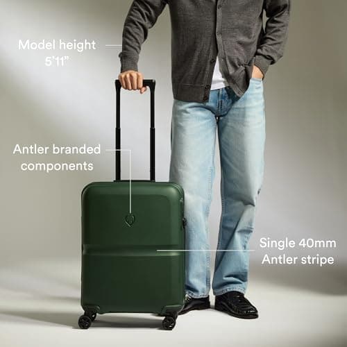 ANTLER Single Stripe Hard Shell Cabin Suitcase with Laundry Bag - 55x40x20cm 39L, Lightweight, 4 Spinner Wheels, TSA Lock, Green — view 5