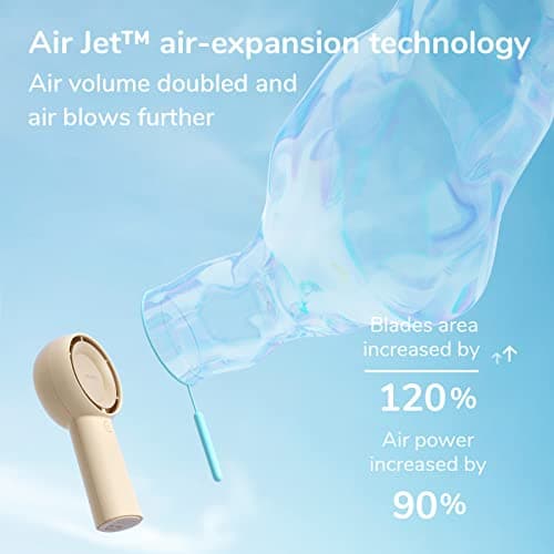 JISULIFE Handheld Turbo Fan [16H Max Cooling Time] Mini Portable Hand, 4000mAh USB Rechargeable Personal, Battery Operated Pocket Fan with 5 Speeds for Travel/Outdoor/Home/Office - Brown — view 2
