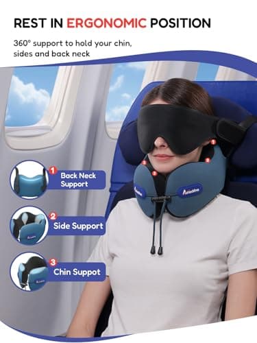 Air Neck Free Travel Neck Pillow for Airplane,Memory Foam,3D Eye Mask — view 3