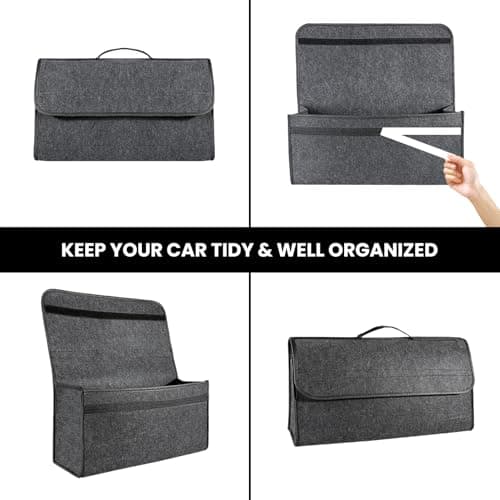 M.J COMFY-LIFE 50x30x15cm Car Boot Organizer Bag - Heavy Duty Anti-Slip Trunk Storage with Fastening Straps, Foldable Multi-Compartment Organizer for Tools, Emergency Kits, Groceries — view 6