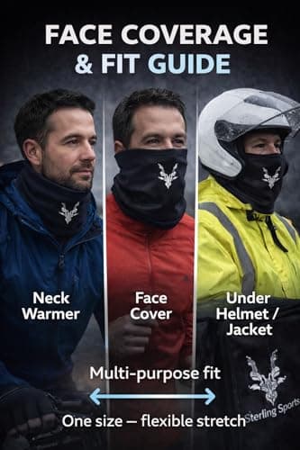 Sterling Sports Windproof Neck Warmer: Thermal Fleece Scarf for Motorbike, Cycling, Skiing - Ideal Motorbike Gifts & Accessories for Men & Women - Versatile Snood Scarf & Neck Tube — view 3