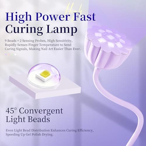 JODSONE Rechargeable Fast Curing U V Nail Lamp -Cordless Portable and Flexible Gooseneck for Gel Polish, Auto Sensor & 4 Timers Lavender Purple — view 2