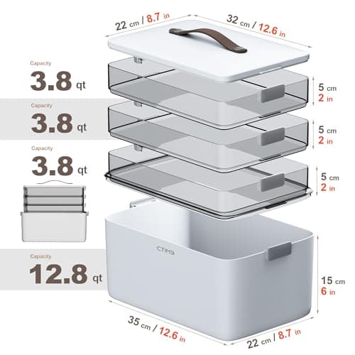CTIME Medicine Storage Box with Leather Handle,4-Layer Medicine Box — view 4