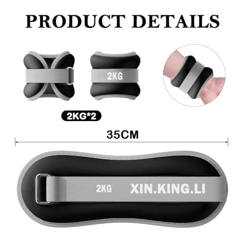 Ankle Weights 0.5kg-2kg Adjustable Neoprene Pair for Women Men — view 2
