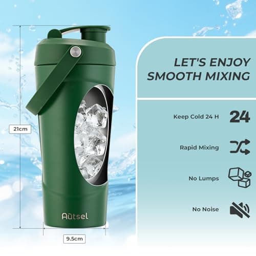 Autsel Protein Shaker, 750ml Stainless Steel Shaker Bottle for Fast — view 4