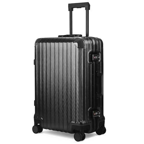 LUGG Solo Explorer 24 Inch Cabin Suitcase with Protection Cover, Aluminium Hard Frame Trolley, 66L Lightweight Luggage, 360° Spinner Wheels, TSA Lock, Water Resistant (65x45x26.5cm) - 5 Year Warranty