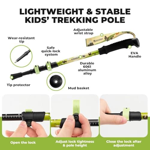 Qunature 1PCS Walking Pole for Kids Ultralight Hiking Stick with Flip Lock — view 4