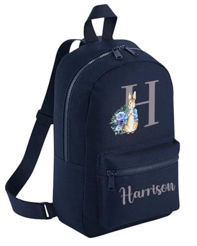 Hoolaroo Personalised Backpack Baby Toddler Rabbit Rucksack Girls Boys 35 x 23 x 12 cm Nursery Baby Gift (Navy) — view 3