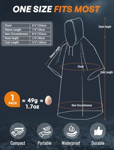 ANYOO Disposable Waterproof Rain Ponchos for Adults Emergency Clear Ponchos for Women Men Camping Hiking Travelling, 3 Pack, One Size — view 3