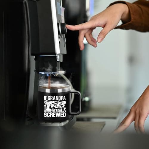 Xinvast If Grandpa Cant Fix It were All Screwed Mug, Stainless Steel Double Wall Vacuum Metal Coffee Tumbler Cup for Grandfather 14 oz — view 3
