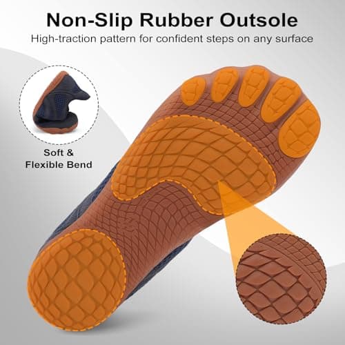 JOINFREE Barefoot Shoes for Men Wide Fit Walking Shoes Slip On Trainers Zero Drop Minimalist Shoes Lightweight Breathable Gym Training Casual Trainers for Daily Wear Navy Blue Size 9 — view 6