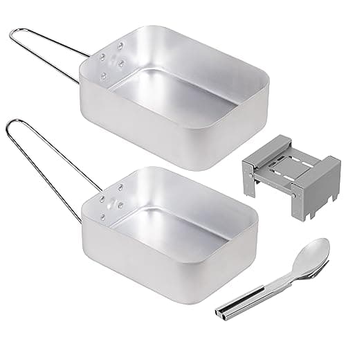 Hardys 6pc Camping Essentials Mess Kit - Compact Set with Camping Stove, 3pc Cooking Utensils Set, 2 Mess Tins, 4 Fuel Blocks - Ideal for Hiking, Festivals, Survival Equipment