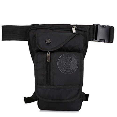 Xieben Nylon Drop Leg Bag for Men Women Motorcycle Bike Hip Bum Belt Waist Fanny Pack Travel Outdoor Camping Tactical Hiking Cycling Crossbody Shoulder Pouch Black — view 2