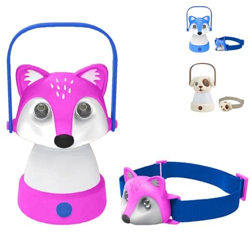 KidzAdventure Kids Camping Essentials – LED Kids Lantern and Rechargeable Kids Headlamp Set | Multiple Purposes Kids Nightlight/Flashlight Toys –Holiday, Halloween N Birthday Gifts for Toddlers