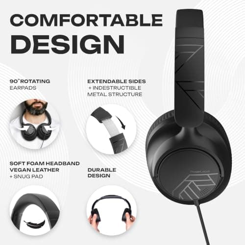 PowerLocus USB-C Wired Headphones Over-Ear, Noise Cancelling Microphone — view 2