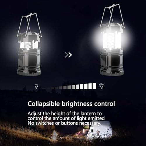 FRLONE Camping Lantern, 4 Pack Brightness Adjustable LED Camping Lights, Collapsible IPX4 Waterproof Survival Lanterns for Power Outages, Home Emergency, Camping, Hiking, Hurricane — view 2