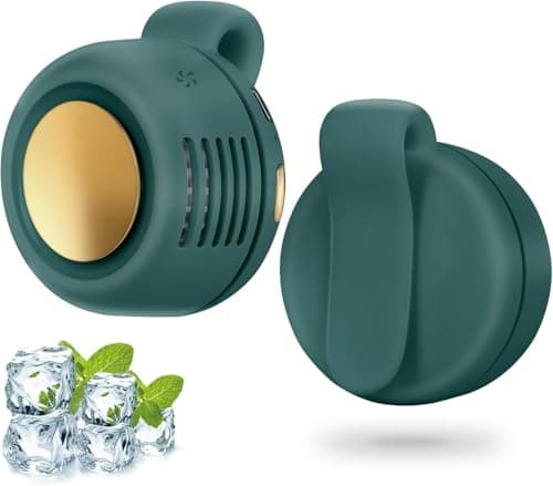CLIUNT 3 Speeds Portable Silent Mini Bladeless Electric Fan, Clip On Waist & Neck Fan, Rechargeable Small Travel Electric Whirlwind Fan for Waist for Outdoor, Travel, Office (Green)