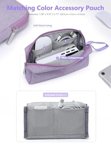 HYZUO 13.3-14 Inch Laptop Case Sleeve Bag Set for MacBook Pro, Lilac Purple — view 5
