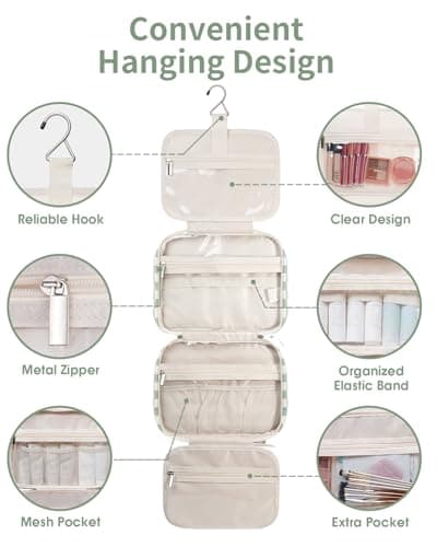Narwey Large Hanging Travel Toiletry Bag for Women, Wash Bag for Toiletries — view 6