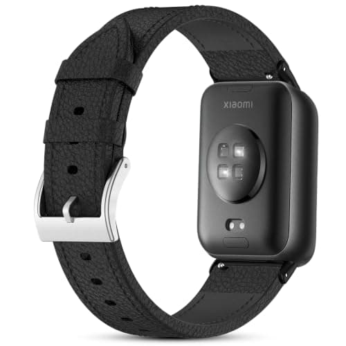 BDIG Leather Strap Compatible with Xiaomi Smart Band 10 Pro/9 Pro/8 Pro & for Xiaomi Redmi Watch 6/5/4, Genuine Leather Strap, Black Replacement Strap for Men and Women with Stainless Steel Clasp — view 2