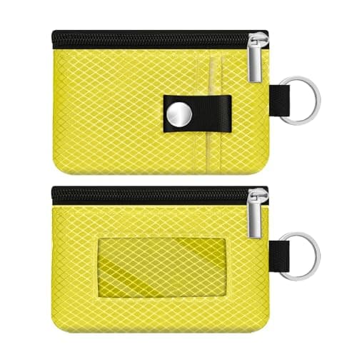 CCUMI Minimalist RFID Blocking Small Wallet with ID Window,WaterResistant Zip Id Case Wallet with Lanyard Keychain for Cards,Cash,Travel,Women,Men, Lemon Yellow, 4.53" x 2.76" x 0.39", Minimalist — view 3