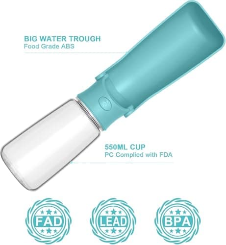 Canareen Foldable Travel Dog Water Bottle for Dog Cat Outdoor(550ml,Green) — view 3