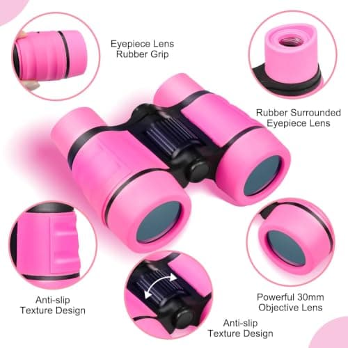 Children Binoculars for Girls Age 3-8 Year Old 4x30 High Resolution Telescope Binoculars for Kids for 3 4 5 6 7 8 Outdoor Toys Gifts for Girls Birthday Present Gifts Age 3-8 Year Old — view 2