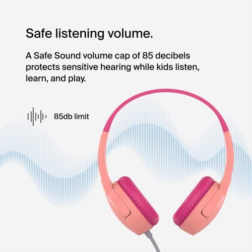 Belkin SoundForm Mini Wired On-Ear Headphones for Kids, Over-Ear Headset for Children with inline Microphone for Online Learning, School, Travel, Play, For 3.5mm Compatible Devices - Pink — view 2