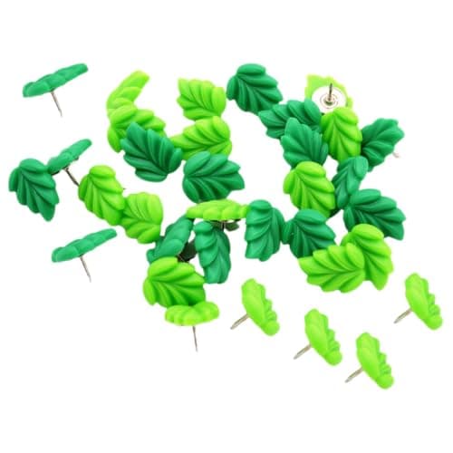 Leaf Shaped Green Push Pin 30pcs Resin Metal Decorative Tacks