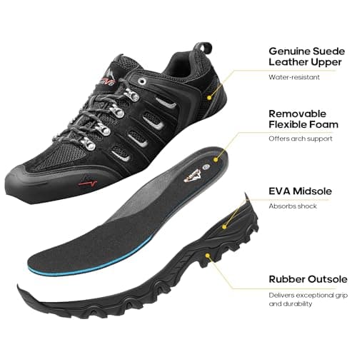 NORTIV 8 Men's Hiking Shoes,Black/Grey,10 — view 6