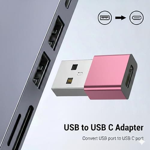 USB to USB C Adapter for i-Phone 16 15, PD 20W USB-C Type C Fast Car Charger Adapter Plug for i-Phone 14, 13, 12, 11, Sam-sung S24, S23, S22 S21 S20 and More, Type C Female to USB A Male(Rose Gold) — view 2