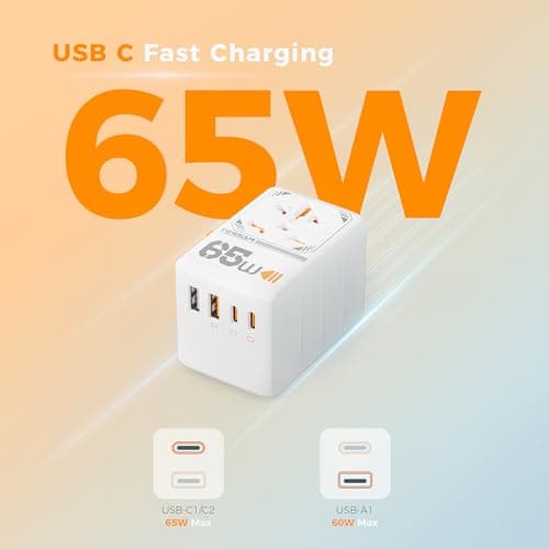 TESSAN 65W Universal Travel Adapter Worldwide with 4 USB (2 USB C) — view 3
