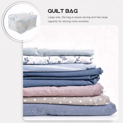 CHILDWEET Clothes Storage Bag Space-saving 38l with Zipper Closure Cotton Blue Blanket and Quilt Organizer for Home Use Suitable for Packing and Bedroom Storage — view 6